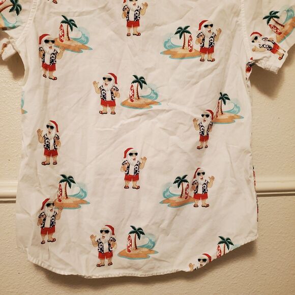 Denim & Flower Brand Santa Claus Surf Hawaiian Style Shirt Men's Size Small - Picture 12 of 16